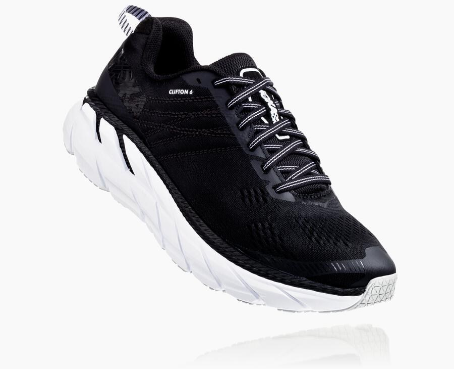 Hoka One One Loopschoenen Dames - Clifton 6 - Zwart/Wit - PA7194286